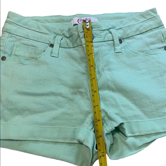 Candie’s Mint Jean Shorts Cuffed Hem Size 0 - Picture 6 of 10